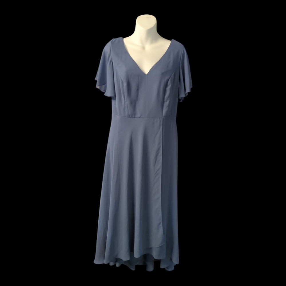 Ever pretty Elegant Blue V-Neck Dress SZ XXL